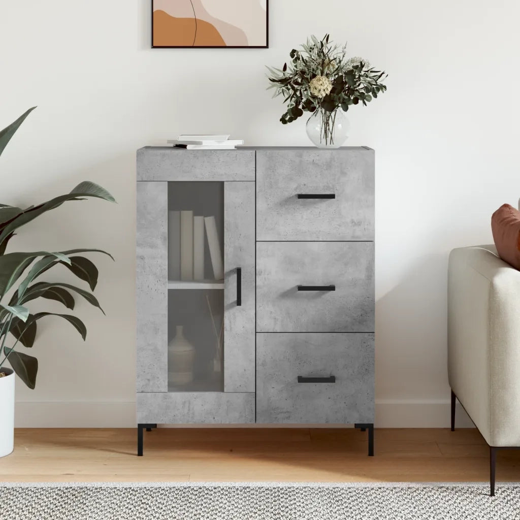 Credenza Grigio Cemento 69,5x34x90 cm in Legno Multistrato 828048