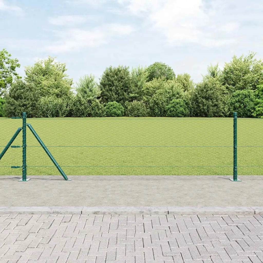 vidaXL Recinzione con pali. Verde 0.6 x 100 m Acciaio rivestito in PVC