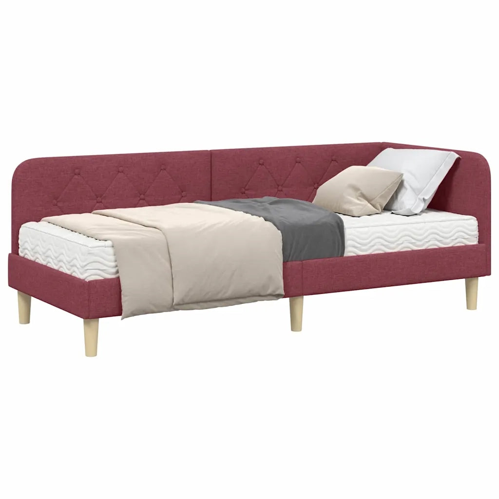 Cornice del letto ad angolo Rosso Vino 80 x 200 cm Tessuto