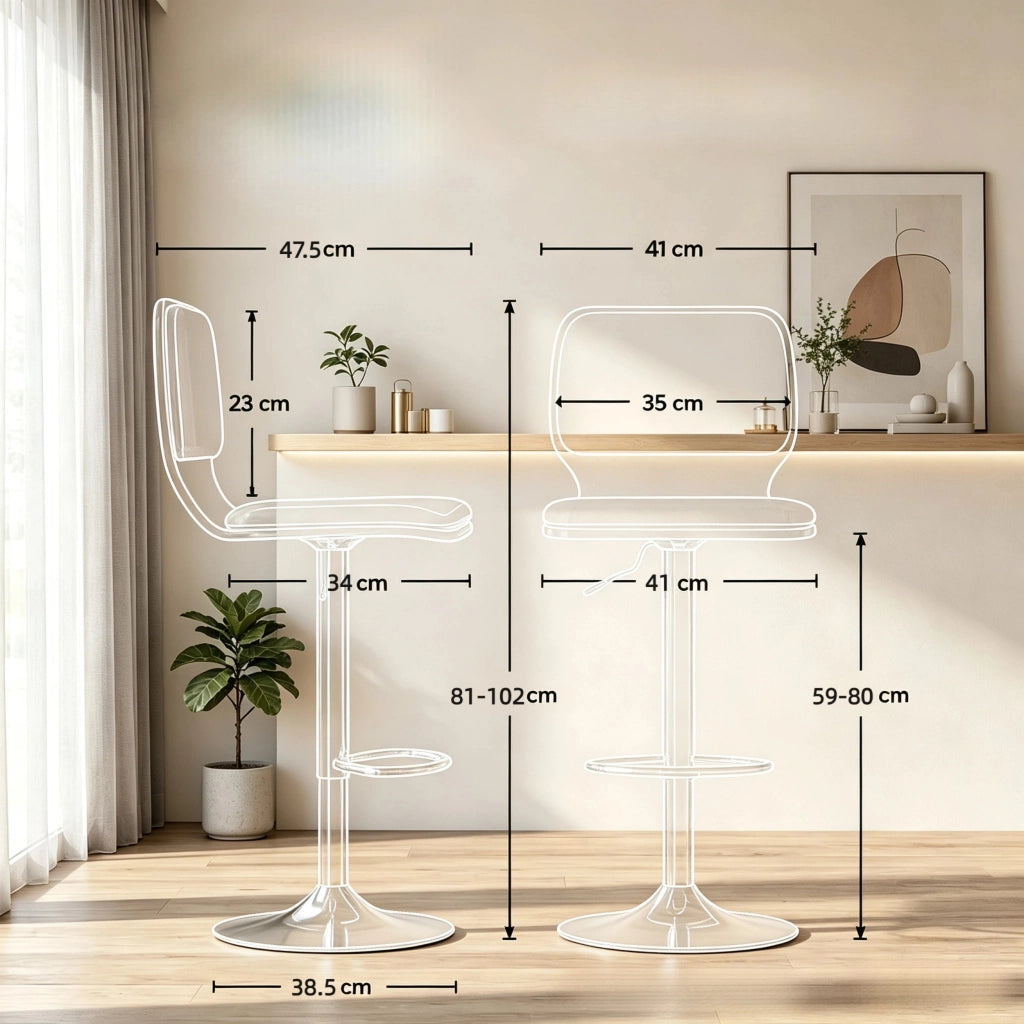 SGABELLI BAR Set da 2 pezzi girevoli 360° regolabili in altezza 41x47,5x81-102 cm Grigio
