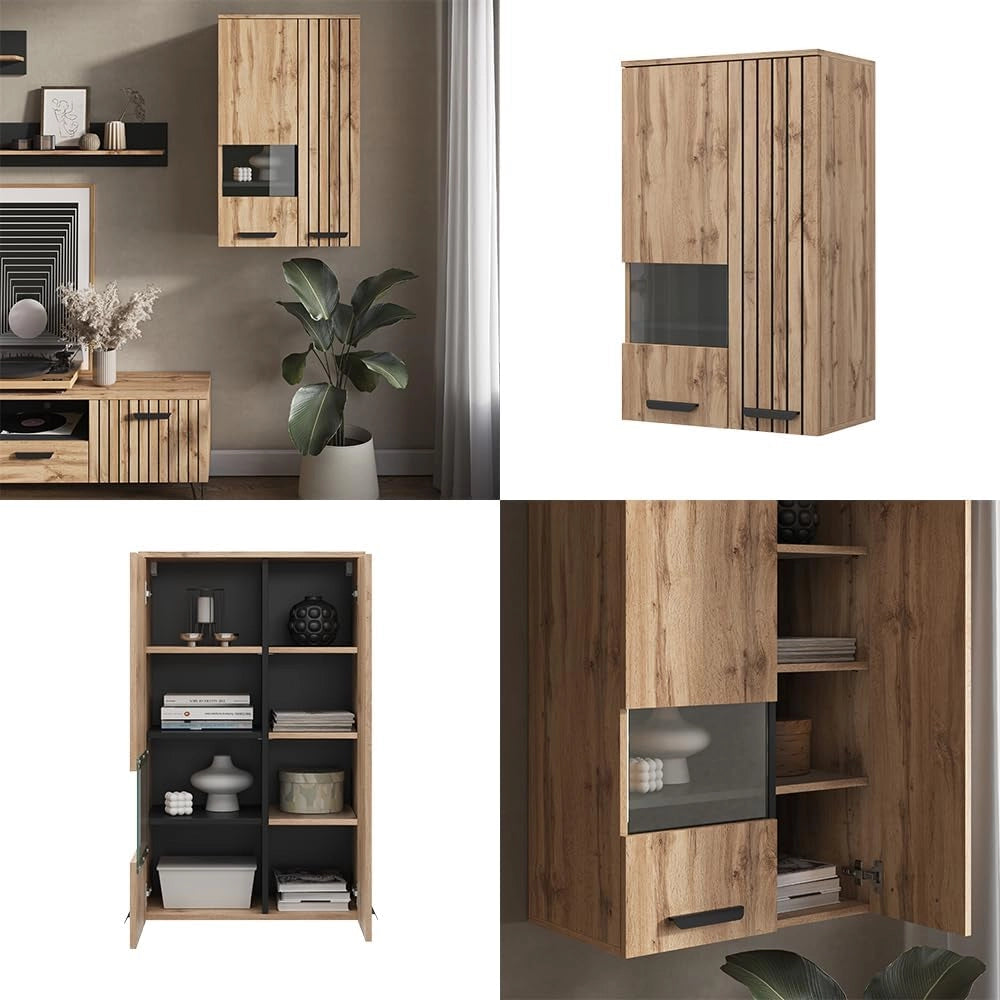 Armadio a muro Amber, Marrone, 60.2 cm con 2 porte, con vano portaoggetti per spazio aggiuntivo
