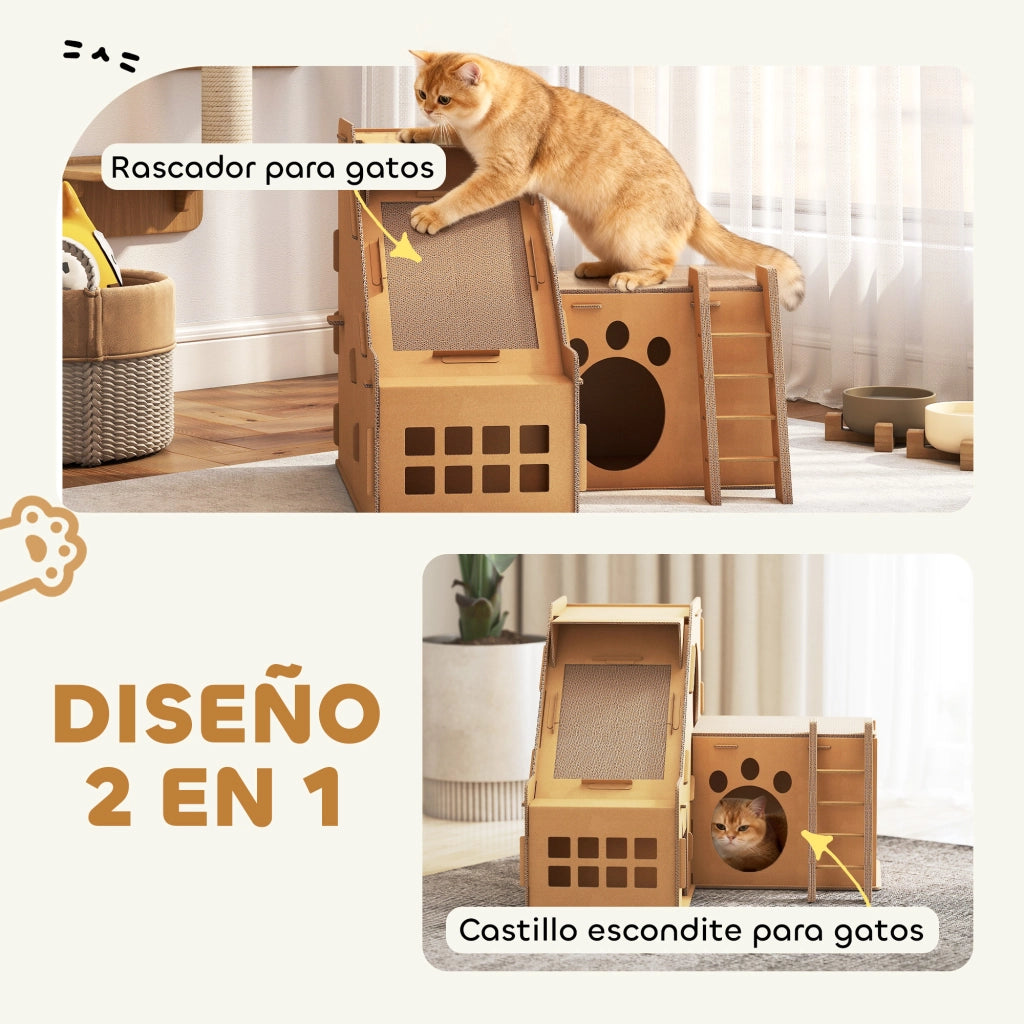 Castello Gatto Rascador 2 in 1 ¨C zephmum ¨C 67x66x57 cm Marrone
