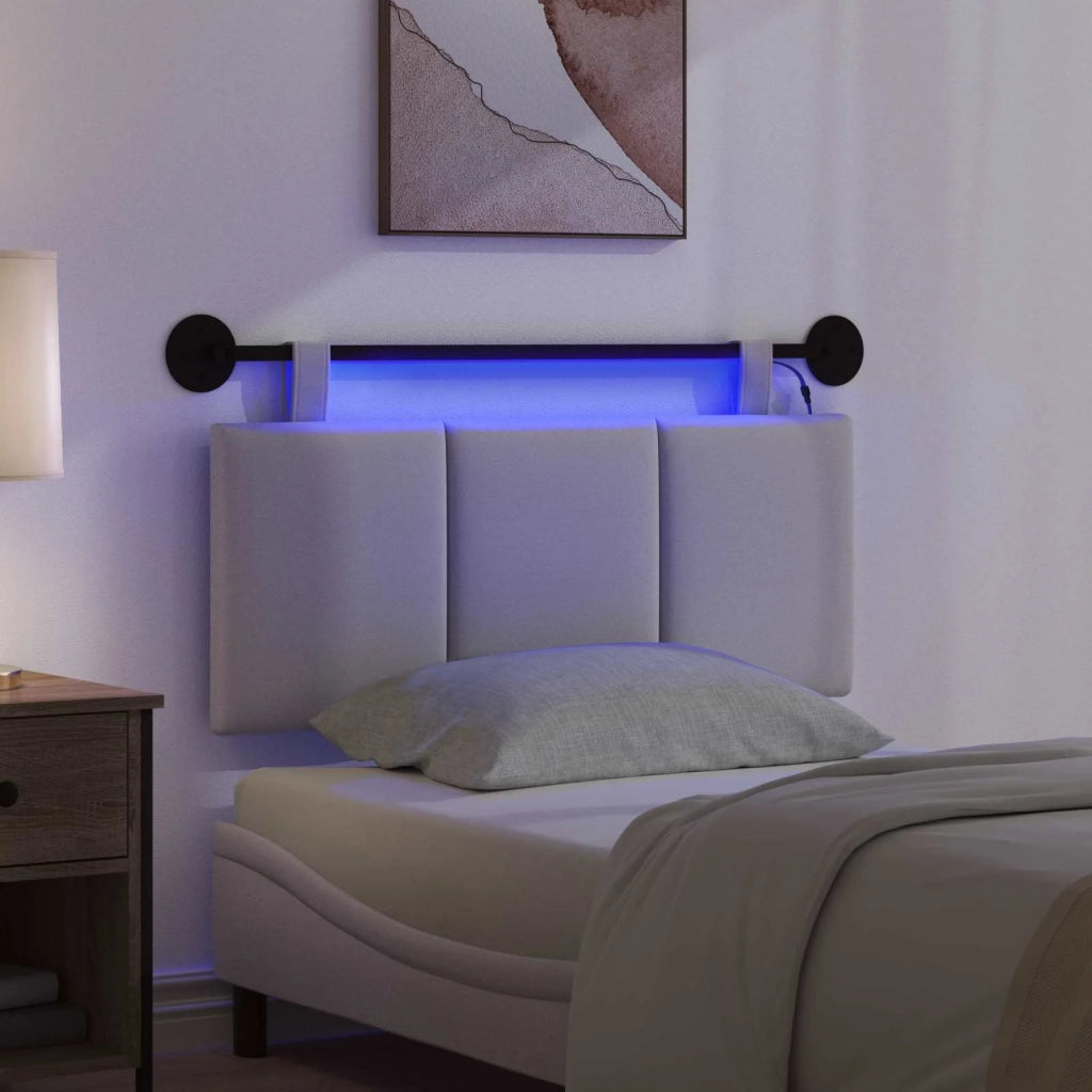 Testiera sospesa Con luce LED Grigio Nuvola Tessuto