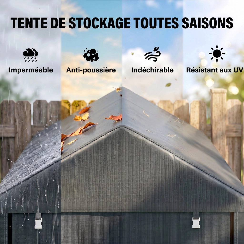 Tenda da Giardino Portatile per Deposito con Telaio in Metallo ¨C Zephmum ¨C Grigio 120x180 cm