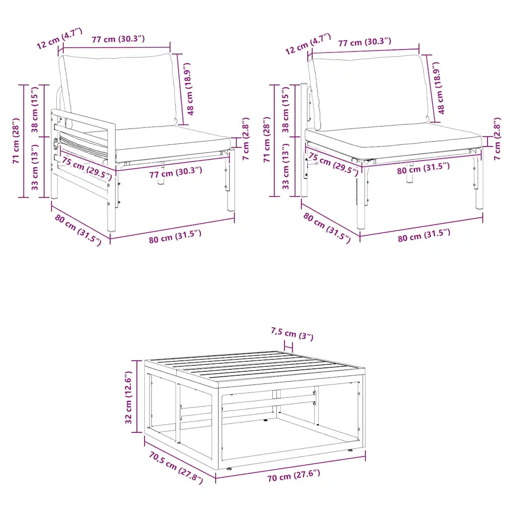vidaXL Set Divano da Giardino 9 pcs Antracite Acciaio