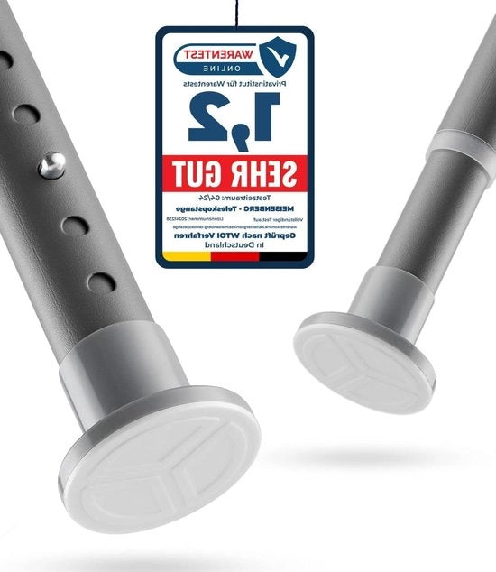 Stang per tenda doccia 160-210 cm grigia estensibile - Senza forare - Stang per corda tenda per tende pesanti - Maniglia per tenda doccia bagno armadio Ø25 mm acciaio inox stang per tenda doccia estensibile