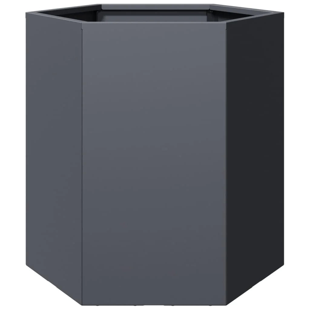 Fioriera/aiuola esagonale per piante fiori terrazza giardino 46 ​​x 40 x 45 cm acciaio antracite 02_0038642