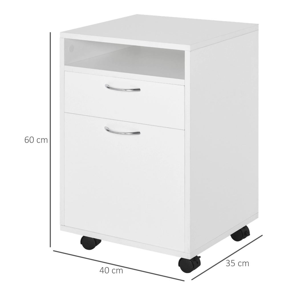 Scrivania con cassetti e ruote ¨C zephmum ¨C bianco 80x50x75 cm