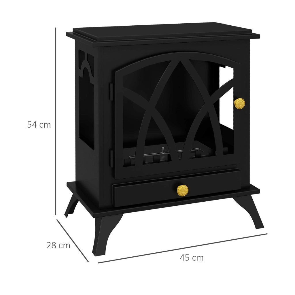 Camino a Bioetanolo da Pavimento 45x28x54 cm Bruciatore 1,2L Nero
