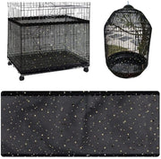 Vogelkooi, zaadvanger, afdekking, stofdicht, verstelbare zaadvanger, rete in nylon, adatto per gabbie con diametro di 140-220 cm, nero, stervorm (L)