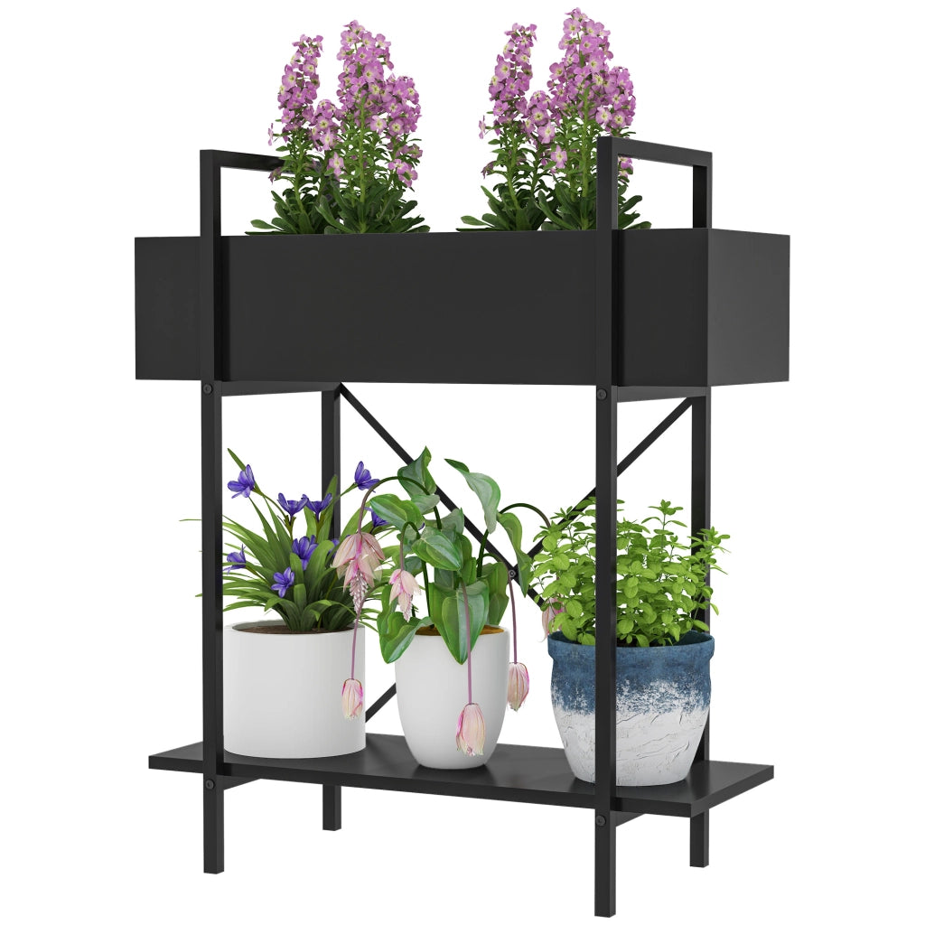 Portapiante 2 livelli ¨C zephmum ¨C metallo, nero, 60x25x70 cm
