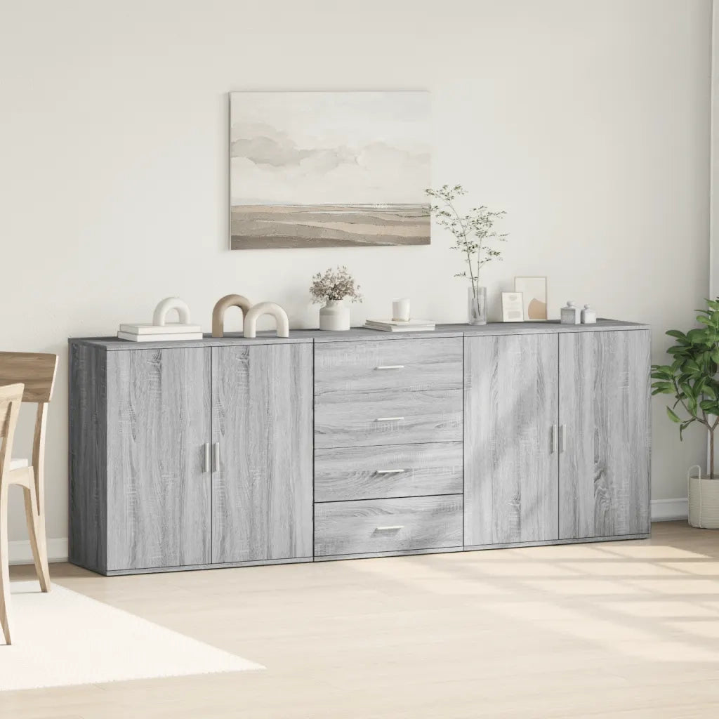 Credenze 3 pz | Madia | Buffet da pranzo | Armadio da pranzo Grigio Sonoma in Legno Multistrato