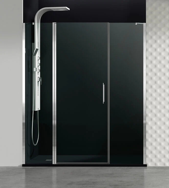 Box doccia frontale OPEN fisso + porta battente + fisso 150 cm (20+70+60) cromo trasparente