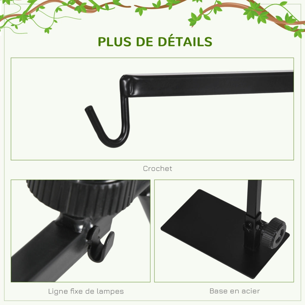 Lampada Riscaldante per Rettili Regolabile - Zephmum - Nero Acciaio 32x9x67 cm
