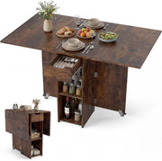 Tavolo da Pranzo Pieghevole, Mobile da Cucina con Ali Pieghevoli, 1 Cassetto e 2 Ripiani Aperti, per 2-4 Persone, Salvaspazio, 120 x 72 x 75 cm, Ideale per Sala e Cucina