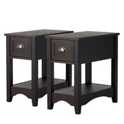 Set di 2 tavolini laterali dal design retrò 56 x 33 x 58,5 cm con pratico cassetto in MDF marrone 20_0012498