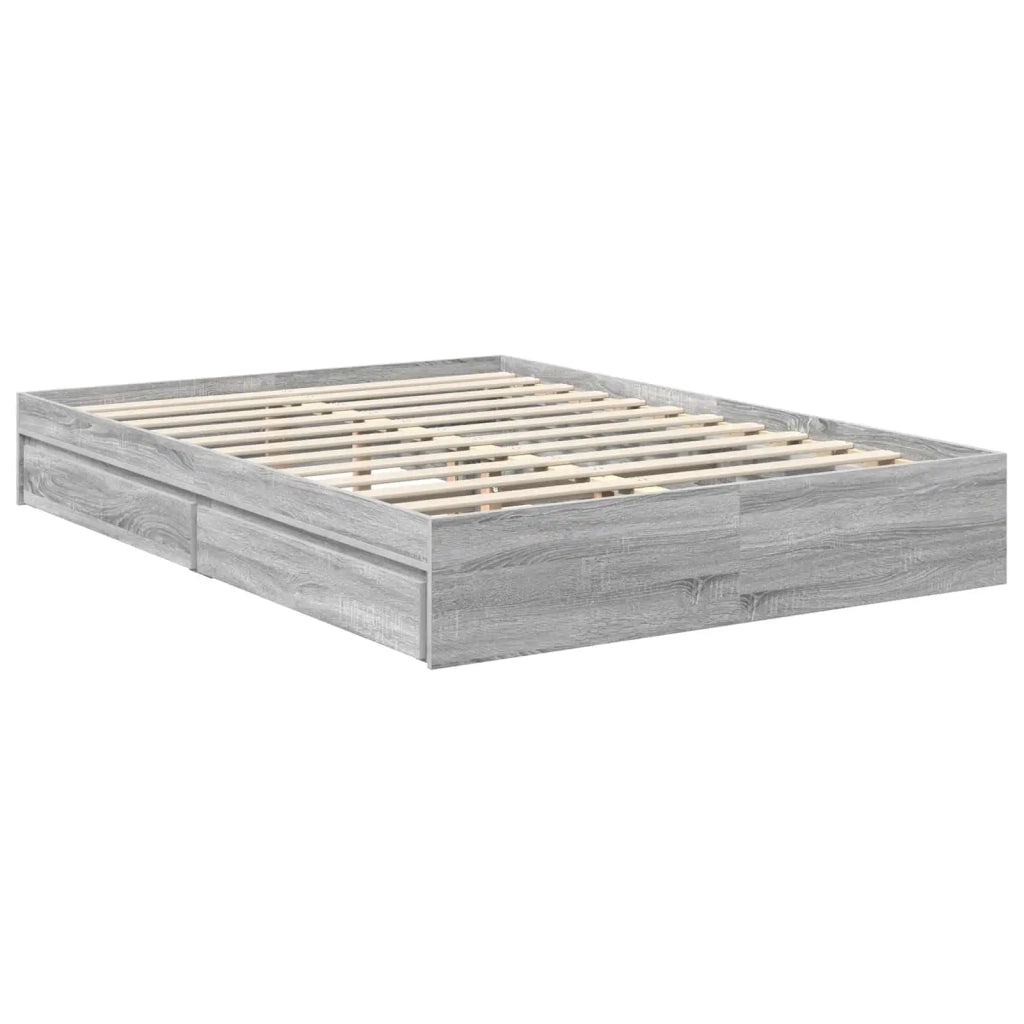 Letto con Contenitore con testiera Grigio Sonoma 140 x 200 cm