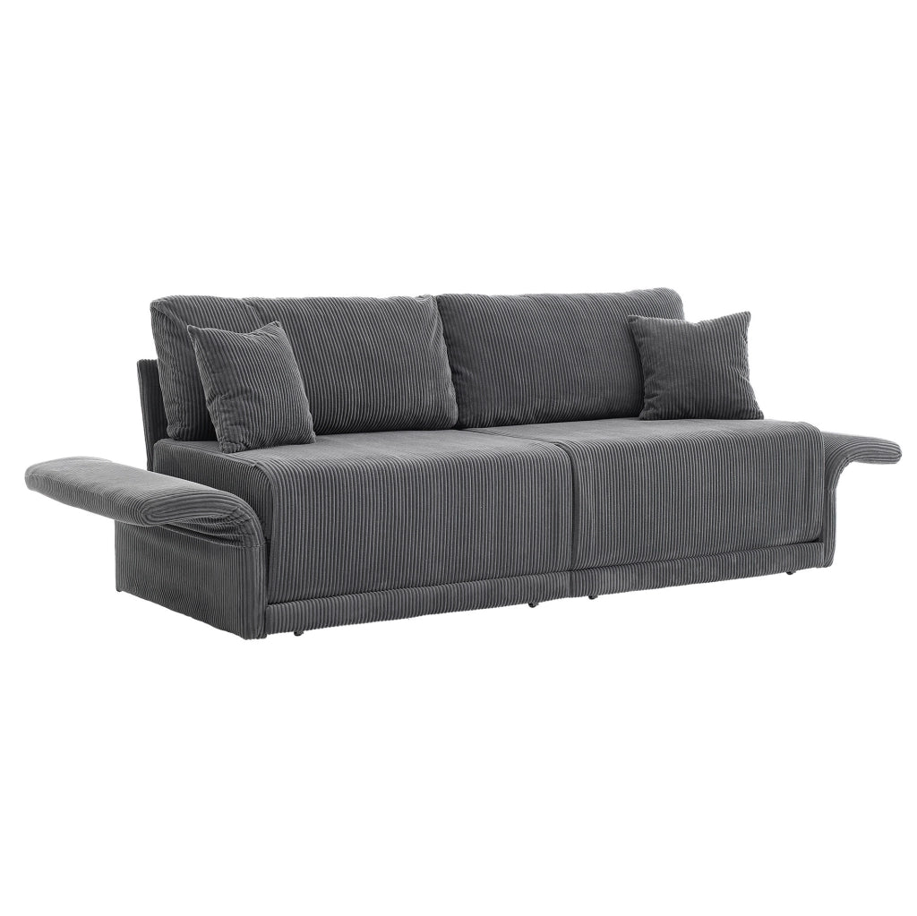 Divano letto trasformabile in velluto a coste grigio 182 cm HOMVRA