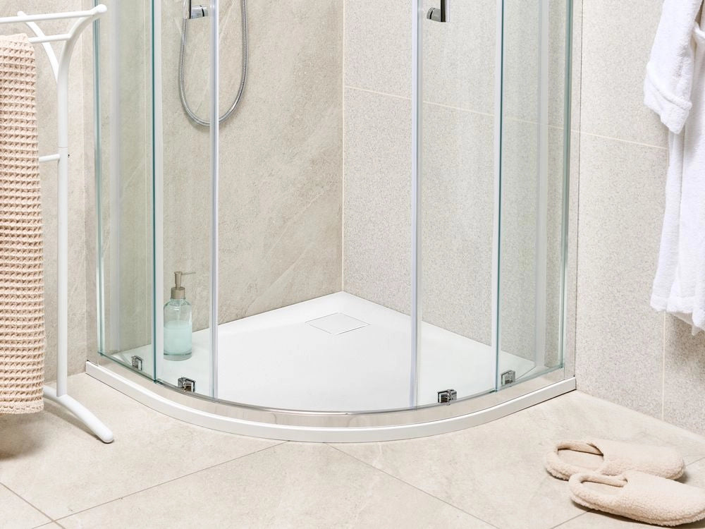 Piatto doccia con scarico bianco SMC 80 x 80 x 3 cm effetto pietra naturale minimalista