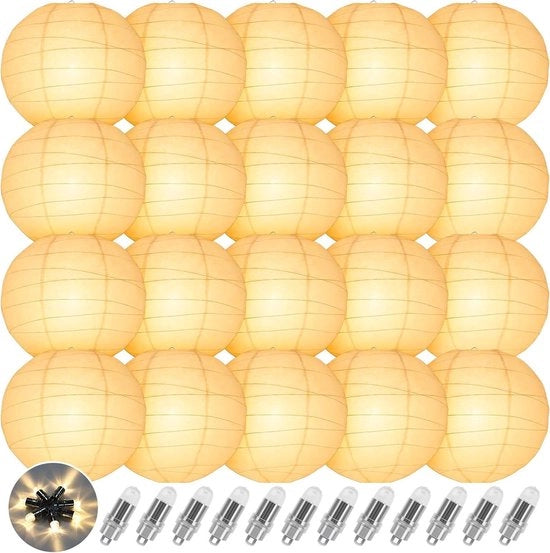 Lanterne in carta bianca 25 cm 20 pezzi decorazione per feste matrimoni