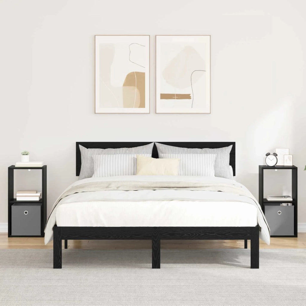 Comodino con cassetto 2 pcs Rovere Nero 30,5 x 27 x 59,5 cm