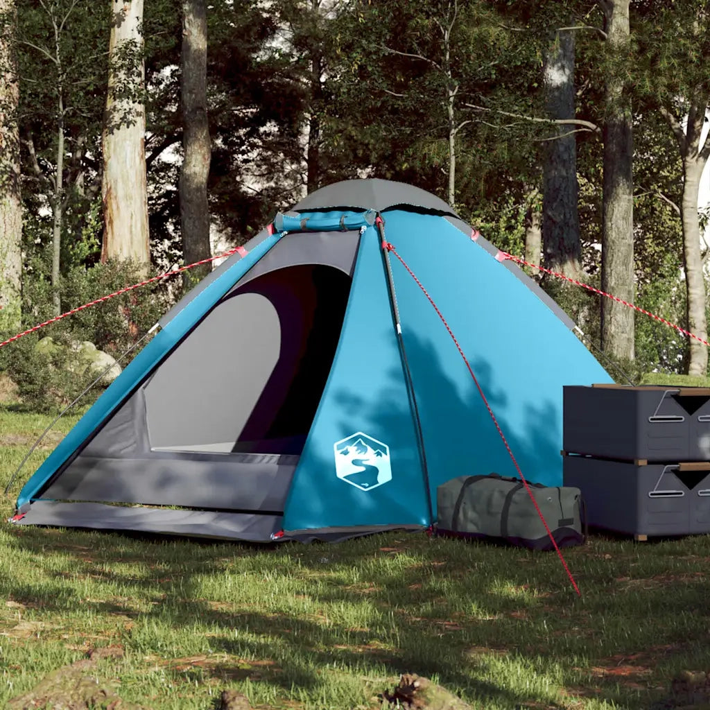 Tenda da Campeggio a Cupola per 4 Persone-Tenda per Escursionismo Blu Impermeabile 456354