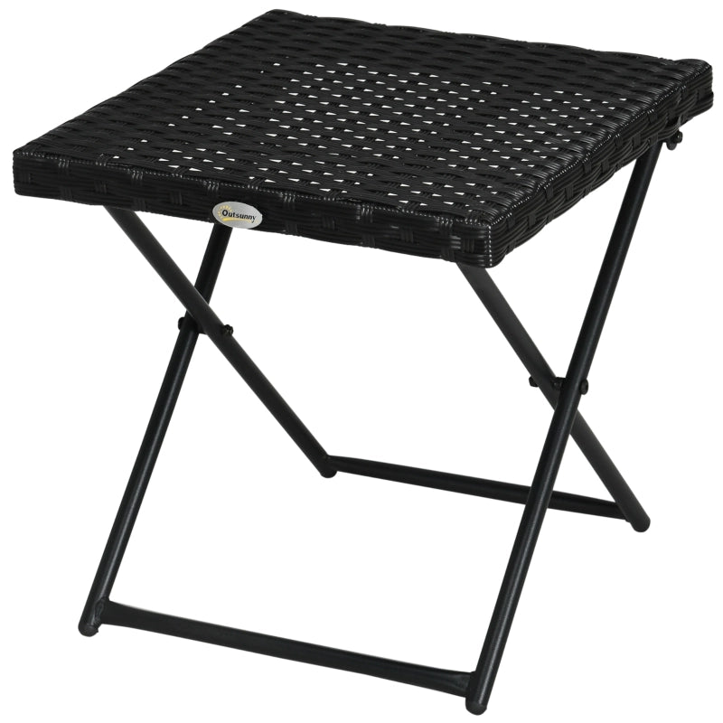 Tavolino da Balcone Pieghevole ¨C MINIMAL ¨C Polyrattan, Acciaio, Nero, 40x40x40 cm