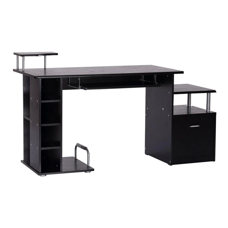 SCRIVANIA PC MODERNA CON CASSETTI IN LEGNO NERO