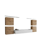Set mobile sala SWITCH IV. Colori rovere wotan e bianco. Finiture in rovere fresato e bianco lucido.