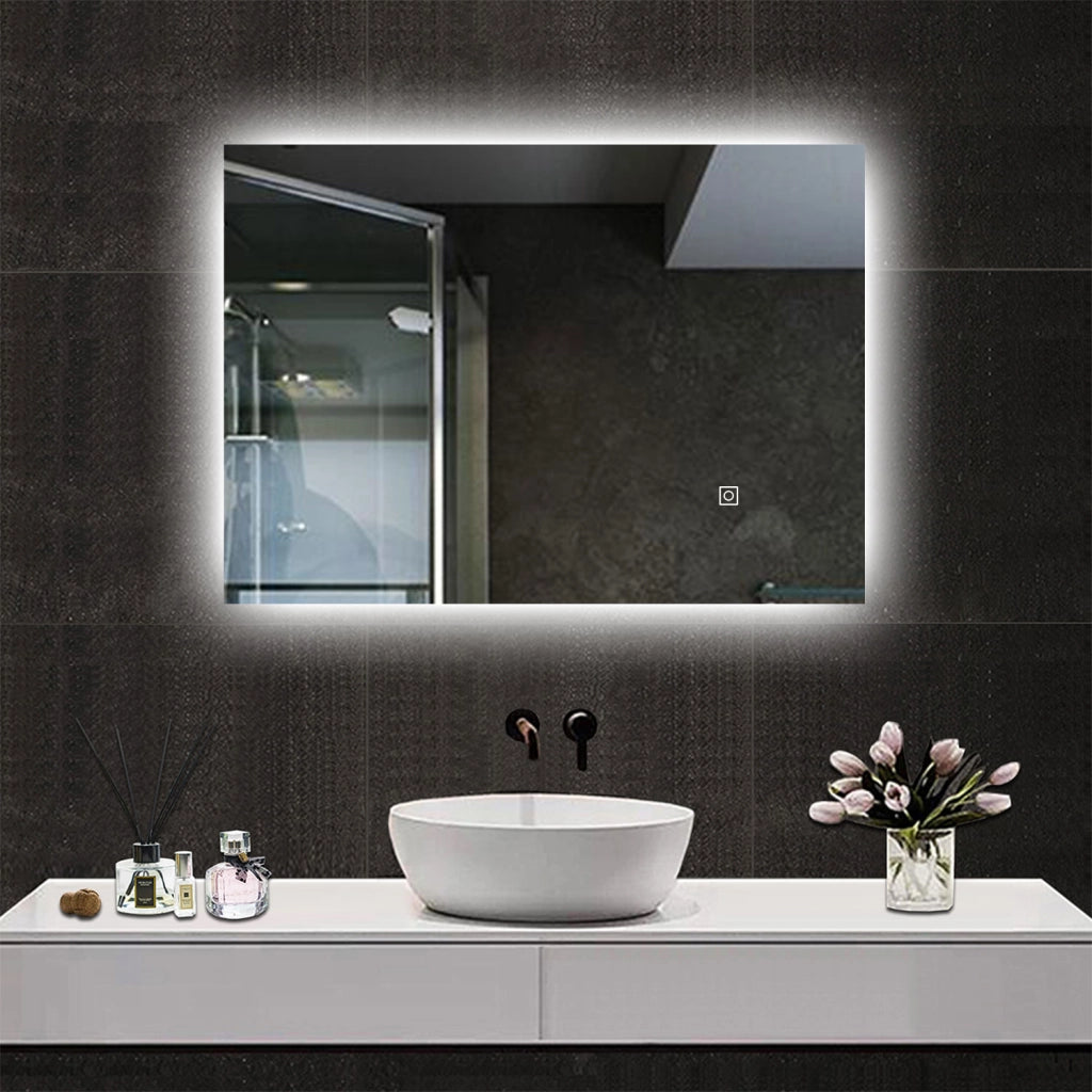 Aica Specchio da bagno a LED+80x60cm+Disappannamento+Funzione Memoria+Infinitamente Dimmerabile
