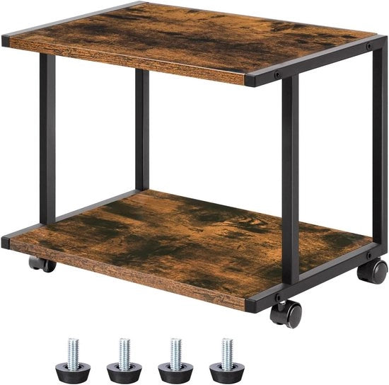 Supporto stampante con gambe regolabili e ruote bloccabili - Design industriale - Adatto per apparecchiature ufficiali - 42 x 28 x 33 cm