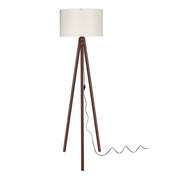 Lampada da terra treppiede noce con paralume crema Aden ASZ1460