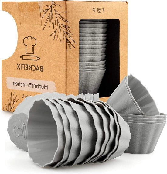 Set di muffinere silicone riciclabili - 24 pezzi - BPA libero - antiaderente - standard tedesco - stabile e spessi - forme di muffin - 75 x 4 cm
