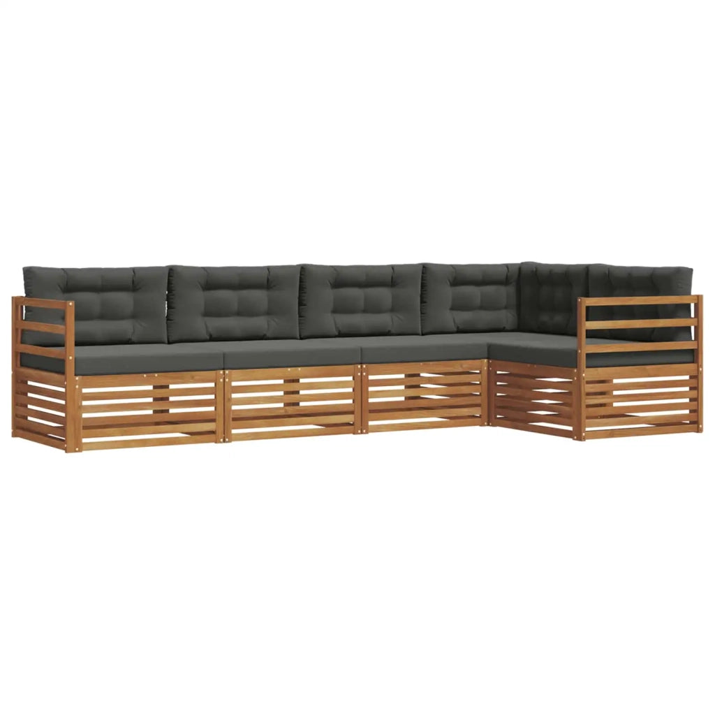 Set di divani da esterno con cuscino 5 pcs Naturale e Antracite 3373442