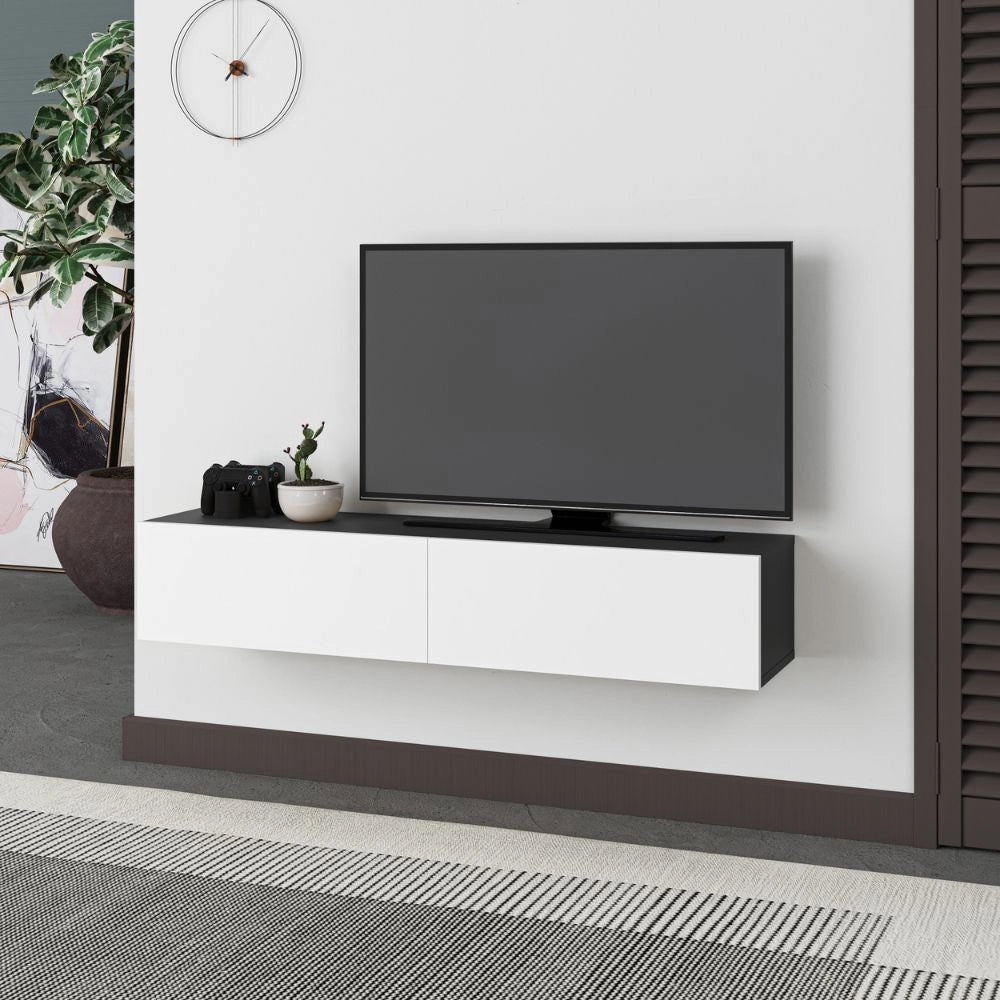 Mobile porta Tv sospeso ante a ribalta Francy colore antracite bianco 135 cm