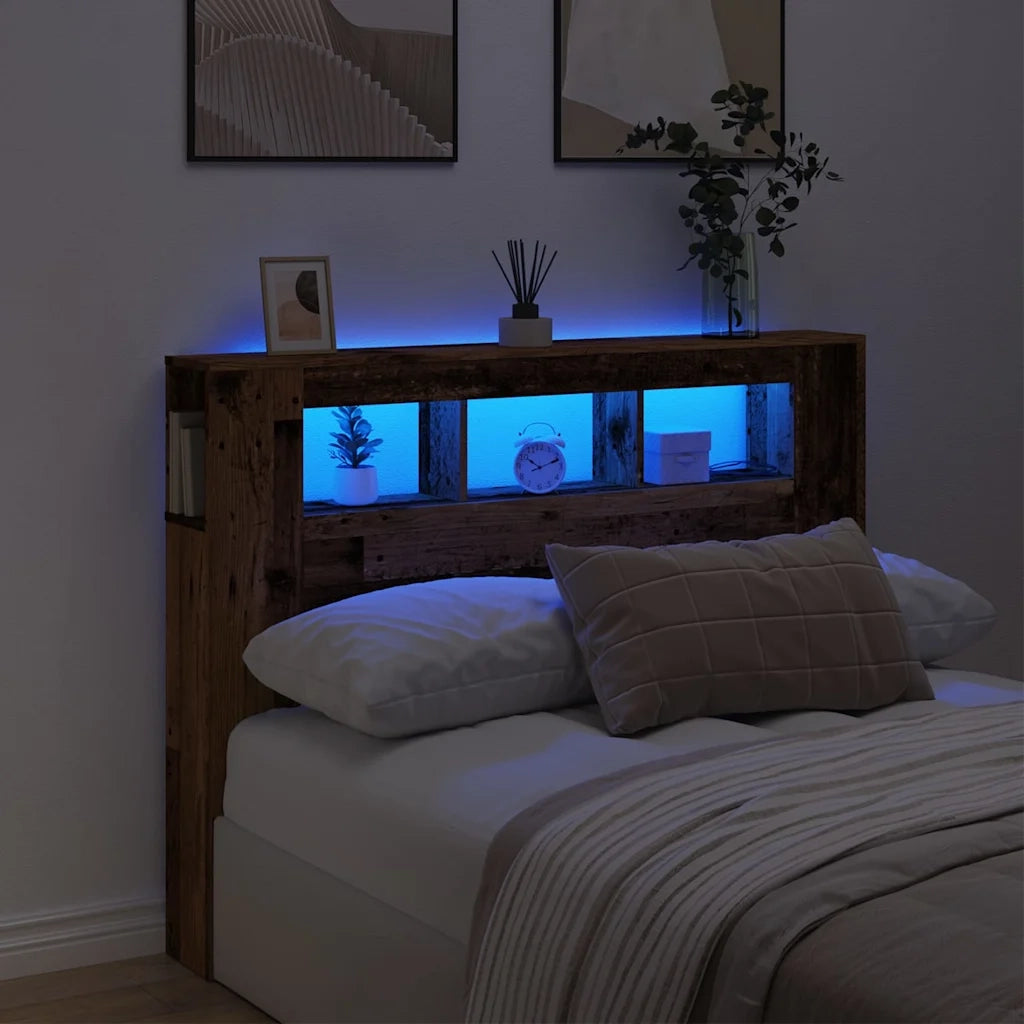 vidaXL Testiera LED Legno Antico 140x18,5x103,5 cm Legno Multistrato