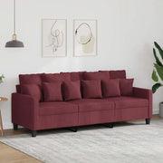 Divano a 3 Posti Rosso Vino 180 cm in Tessuto 359281