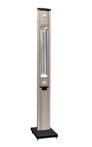 Stufa Elettrica ad infrarossi da Esterno 50x25x200 cm in Fibra di Carbonio con Luce Led Skyline Mocca Mousse