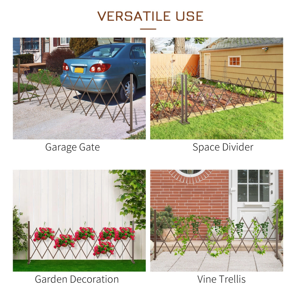 Cancello/barriera estensibile a forbice, 35-300 cm, ideale per giardini, in alluminio, marrone, H103,5 cm