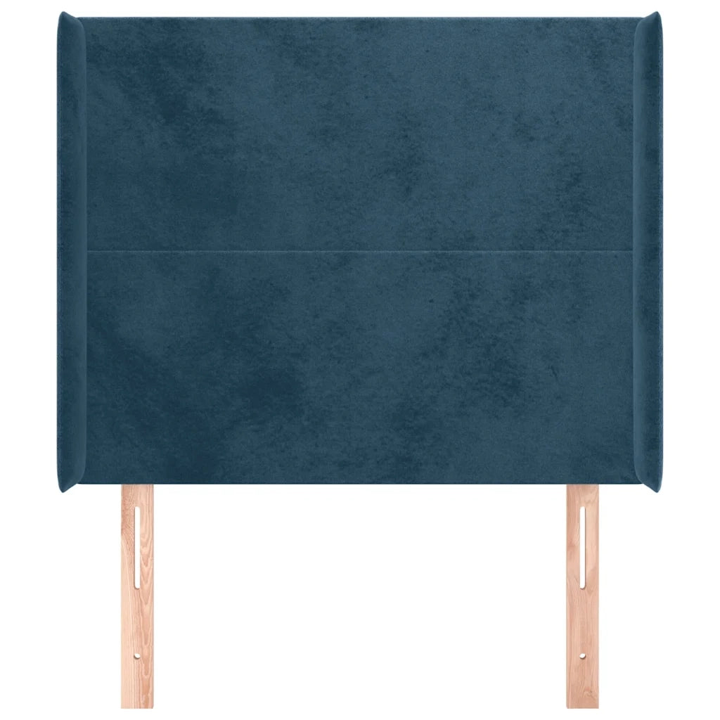 Testiera | Testata ad Orecchio Blu Scuro 93x16x118/128 cm in Velluto