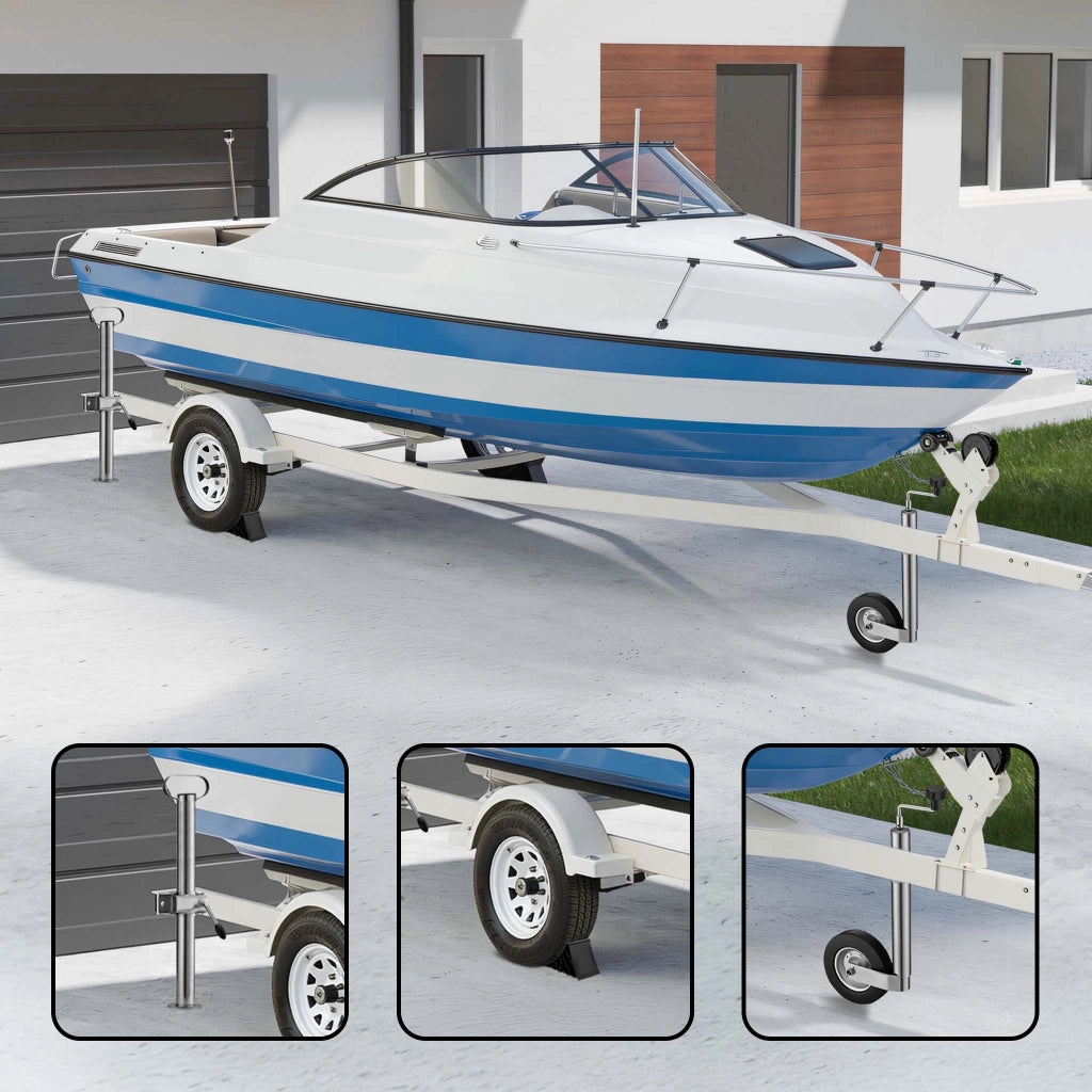 Set per rimorchio con servotimone a ruota, piedi stabilizzatori e cunei 10 pezzi max 362 kg
