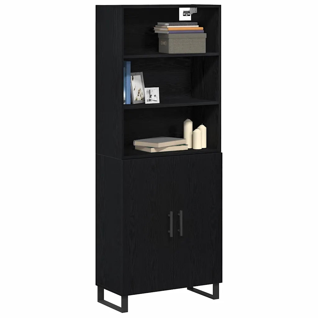 Credenza 2 pz | Madia | Buffet da pranzo | Armadio da pranzo Rovere Nero Legno multistrato