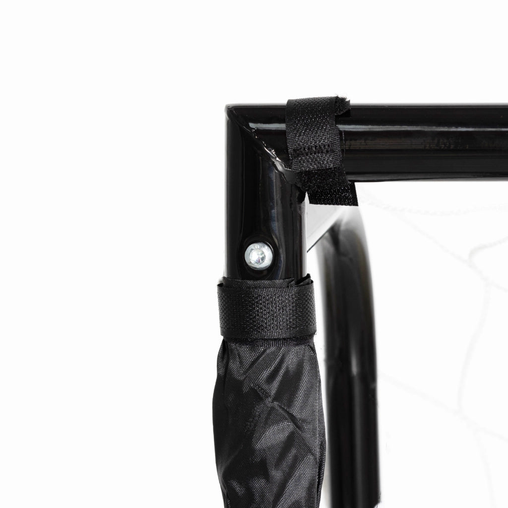 Porta da calcio con telaio in metallo rete PE picchetti e attrezzi 186x62x123 cm ¨C Xylo ¨C nero bianco