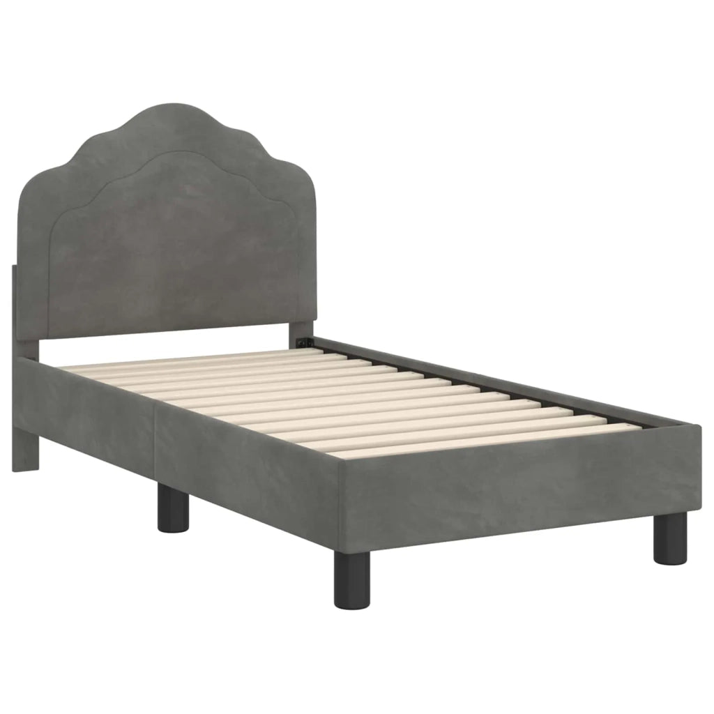 Struttura letto per bambini con testata Grigio Scuro Velluto