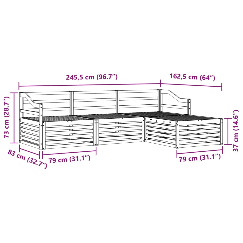 Set di divani da esterno Naturale 245,5 x 162,5 x 73 cm