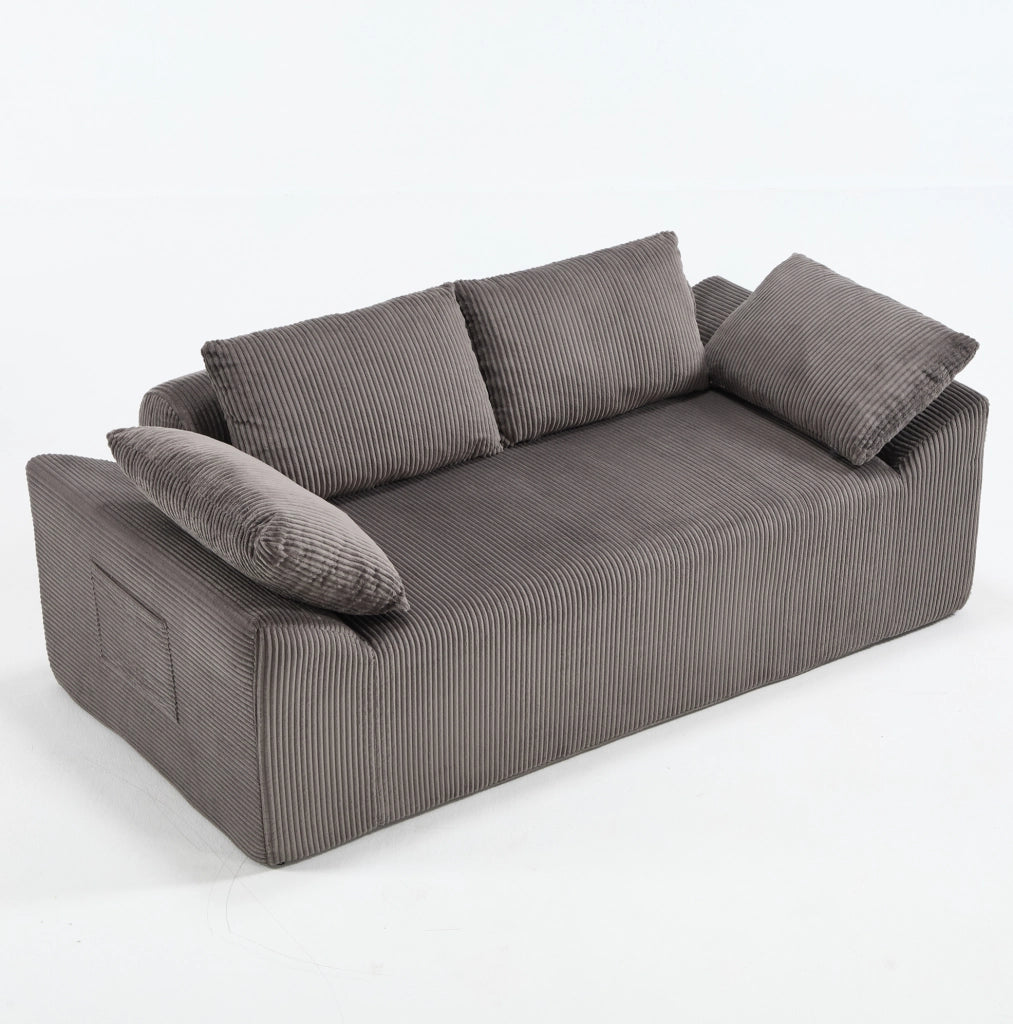 Divano compatto in tessuto con schiuma memory e design senza struttura rigida