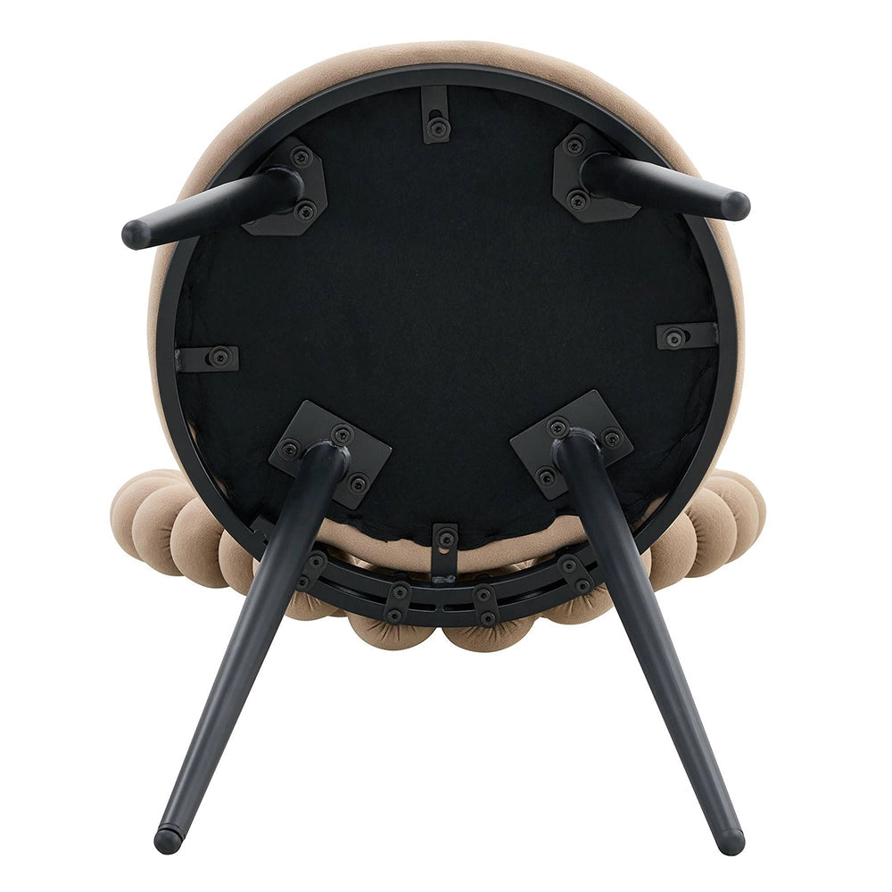 Set 2 sedie da pranzo - Xylo - velluto camel gambe nere con schienale triangolare