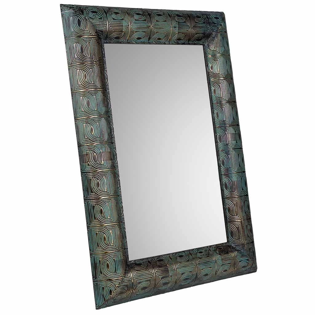 Specchio da parete in metallo blu 70x5x100h