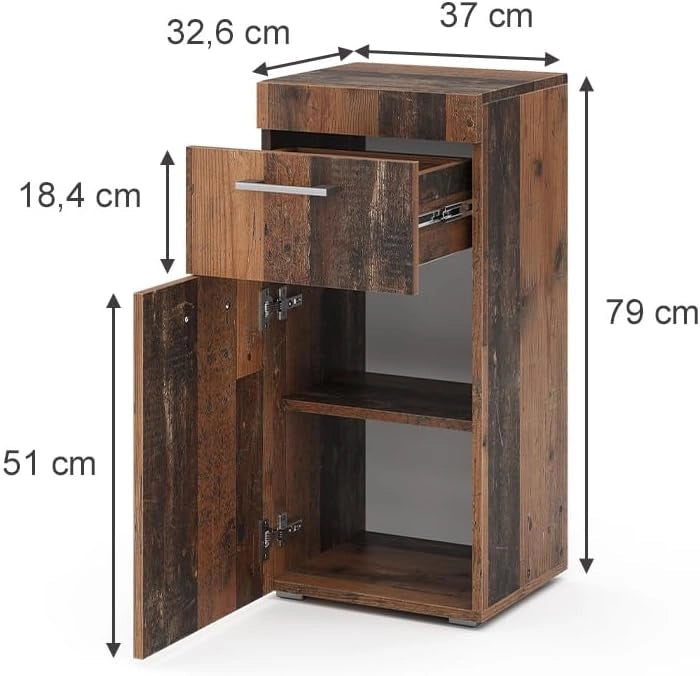 Mobiletto midi Luna, Oldstyle, 37 x 79 cm, per montaggio a parete, combinabile con altri mobili Luna