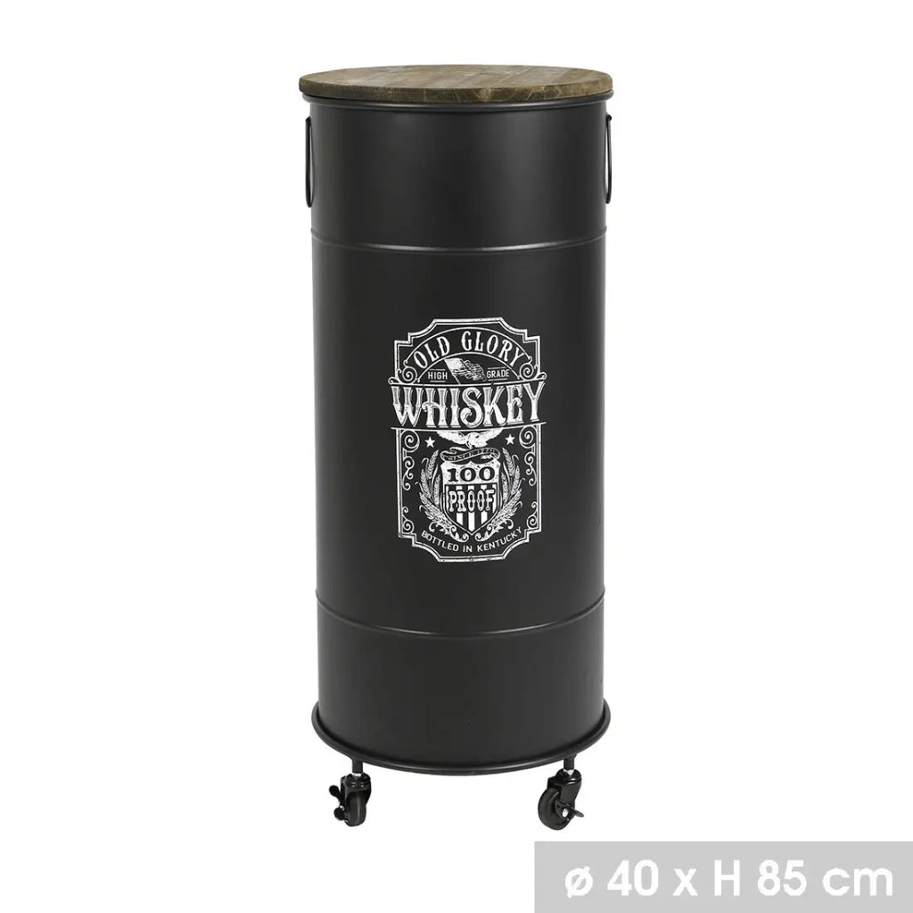 Bar mobile collezione OLD GLORY stile industriale - Diametro 40cm, Altezza 85cm